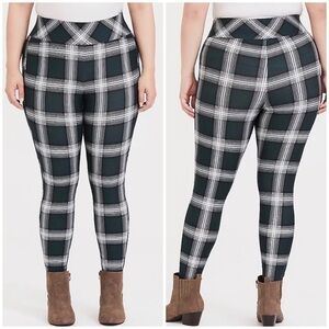 Torrid Studio Premium Ponte Slim Fix Pixie Pants in Dark Green Plaid